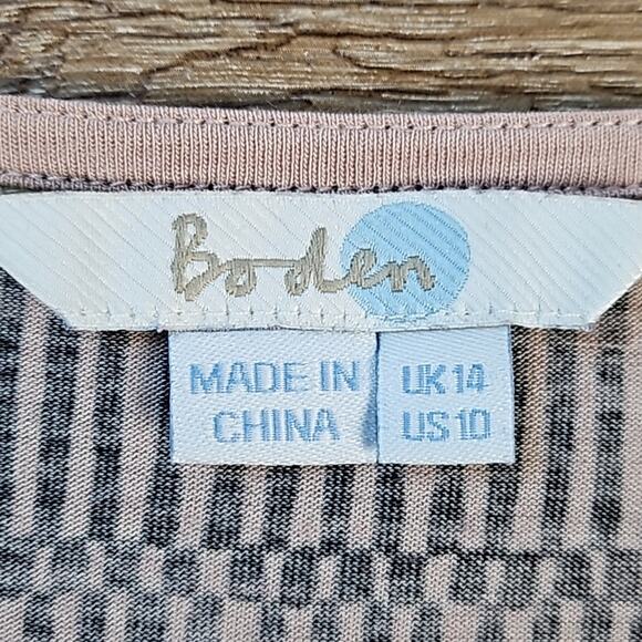 Boden Black & Taupe Geometric Print Cowl Neck 3/4 Sleeve Pullover Top Size 10 - Picture 16 of 16